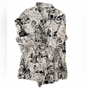 Allison Daley black & white map print blouse sz 14